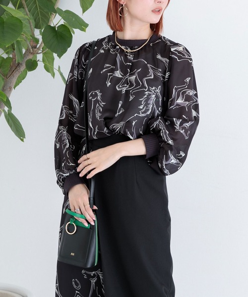 DOLLUPOOPS（ドールアップウップス）の「doll up oops BIGHORSEプリントブラウス（シャツ/ブラウス・レディース・ブラック/アイボリー・FREE）」の15枚目の写真