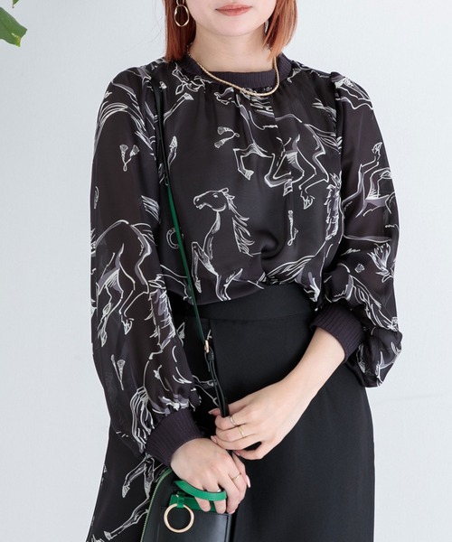 DOLLUPOOPS（ドールアップウップス）の「doll up oops BIGHORSEプリントブラウス（シャツ/ブラウス・レディース・ブラック/アイボリー・FREE）」の13枚目の写真