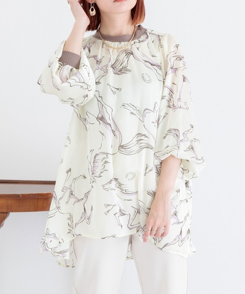 DOLLUPOOPS（ドールアップウップス）の「doll up oops BIGHORSEプリントブラウス（シャツ/ブラウス・レディース・ブラック/アイボリー・FREE）」の7枚目の写真