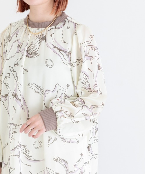 DOLLUPOOPS（ドールアップウップス）の「doll up oops BIGHORSEプリントブラウス（シャツ/ブラウス・レディース・ブラック/アイボリー・FREE）」の5枚目の写真