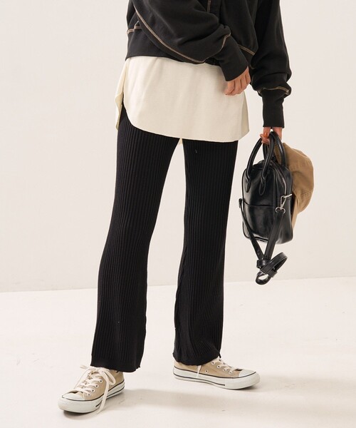 FREAK'S STORE(フリークスストア)の「杢リブニットパンツ(その他パンツ・レディース・チャコールグレー/ブラック/レッド/グリーン・フリ-)」の2枚目の写真