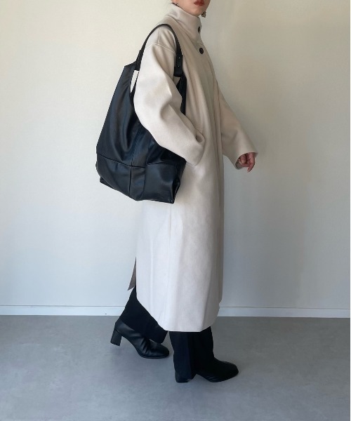 y/m by misato（イムバイミサト）の「フェイクウールスタンドカラーコート（その他アウター・レディース・アイボリー/ブラック/モカ・FREE）」の4枚目の写真