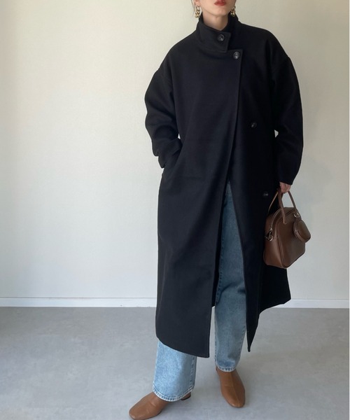 y/m by misato（イムバイミサト）の「フェイクウールスタンドカラーコート（その他アウター・レディース・アイボリー/ブラック/モカ・FREE）」の8枚目の写真