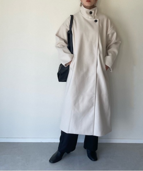 y/m by misato（イムバイミサト）の「フェイクウールスタンドカラーコート（その他アウター・レディース・アイボリー/ブラック/モカ・FREE）」の21枚目の写真