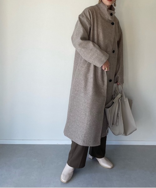 y/m by misato（イムバイミサト）の「フェイクウールスタンドカラーコート（その他アウター・レディース・アイボリー/ブラック/モカ・FREE）」の6枚目の写真