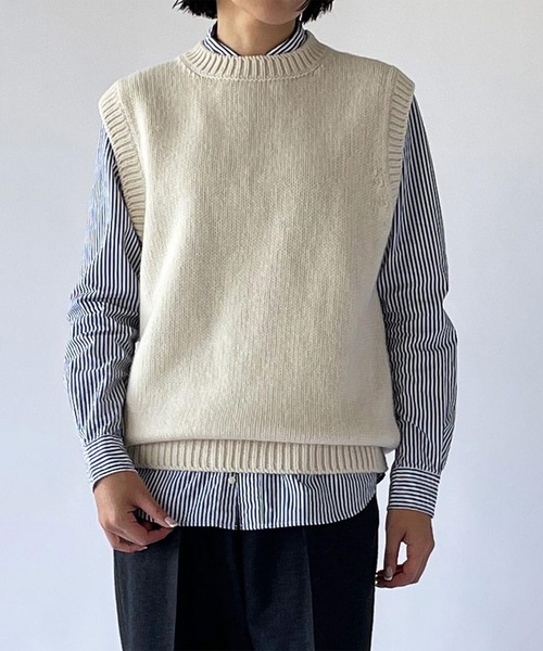 Bshop（ビショップ）の「W. J. HENDERSON SCOTLAND | スーパーファインラムズウール クルーネックベスト WOMEN（ベスト・レディース・ピンク/アイボリー/ブラウン/ライトブルー・SMALL）」の5枚目の写真