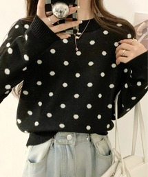 ドットジャガードニットトップス
