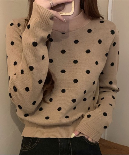 ibeul_(イベール)の「ドットジャガードニットトップス(ニット/セーター・レディース・クリーム/ホワイト/ベージュ/ブラック・FREE)」の15枚目の写真