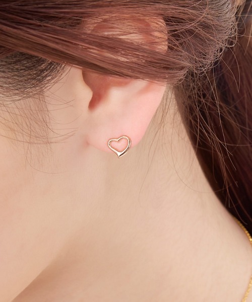 セール】【K10】オープンハートイヤリング/BOX付き（イヤリング