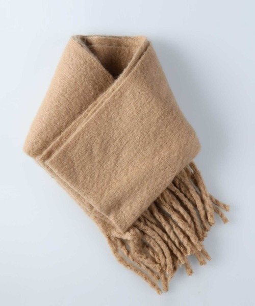 HONEYSUCKLE ROSE（ハニーサックルローズ）の「【HONEYSUCKLE ROSE】太フリンジマフラー（マフラー・レディース・ベージュ/ブラック/ブルー・ONE SIZE）」の3枚目の写真