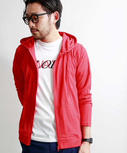 WEGO(ウィゴー)の「WEGO/カットZIPパーカー(パーカー・メンズ・ホワイト/ブラック/杢グレー/オートミール/サックスブルー/ロイヤルブルー/ライトイエロー/レッド・MEDIUM/LARGE)」の8枚目の写真