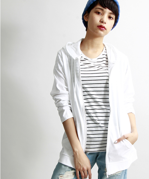 WEGO(ウィゴー)の「WEGO/カットZIPパーカー(パーカー・メンズ・ホワイト/ブラック/杢グレー/オートミール/サックスブルー/ロイヤルブルー/ライトイエロー/レッド・MEDIUM/LARGE)」の2枚目の写真