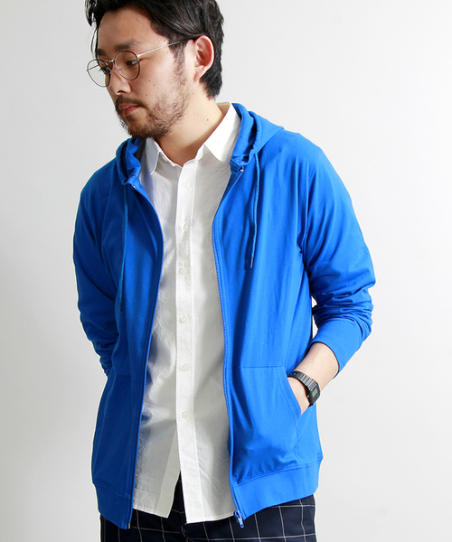 WEGO(ウィゴー)の「WEGO/カットZIPパーカー(パーカー・メンズ・ホワイト/ブラック/杢グレー/オートミール/サックスブルー/ロイヤルブルー/ライトイエロー/レッド・MEDIUM/LARGE)」の6枚目の写真