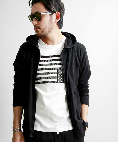 WEGO(ウィゴー)の「WEGO/カットZIPパーカー(パーカー・メンズ・ホワイト/ブラック/杢グレー/オートミール/サックスブルー/ロイヤルブルー/ライトイエロー/レッド・MEDIUM/LARGE)」の3枚目の写真