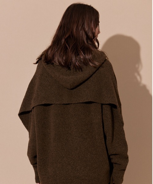 ALEXIA STAM（アリシアスタン）の「Boucle Knit Hooded Stole /ブークレニットフーデッドストール（ストール/ショール・レディース・オフホワイト/ブラウン・FREE）」の9枚目の写真