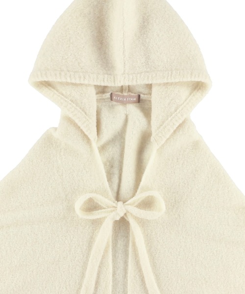 ALEXIA STAM（アリシアスタン）の「Boucle Knit Hooded Stole /ブークレニットフーデッドストール（ストール/ショール・レディース・オフホワイト/ブラウン・FREE）」の4枚目の写真