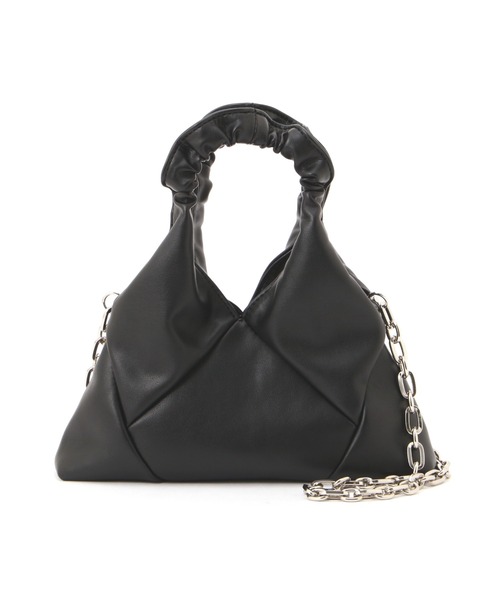 FREE'S MART（フリーズマート）の「◆ギャザーハンドルパネルバッグ（トートバッグ・レディース・ブラック/グリーン・ﾌﾘ-）」の9枚目の写真