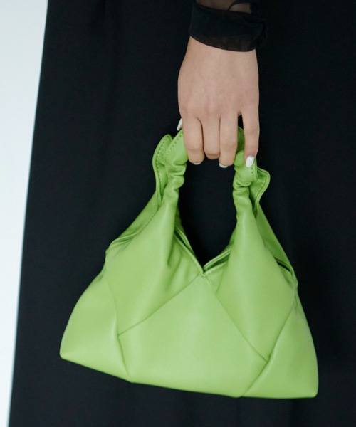 FREE'S MART（フリーズマート）の「◆ギャザーハンドルパネルバッグ（トートバッグ・レディース・ブラック/グリーン・ﾌﾘ-）」の22枚目の写真
