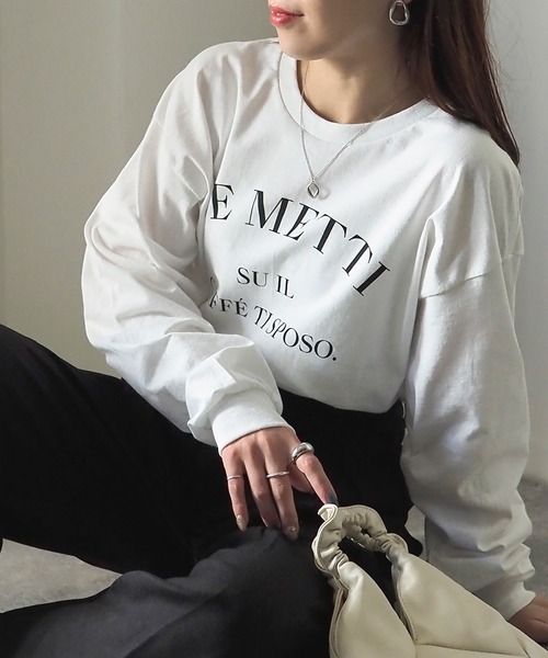 Riberry（リベリー）の「GILDAN SE METTIプリントロンT（Tシャツ/カットソー・レディース・ブラック/ホワイト×ブラック/ホワイト×シルバー・LARGE）」の4枚目の写真