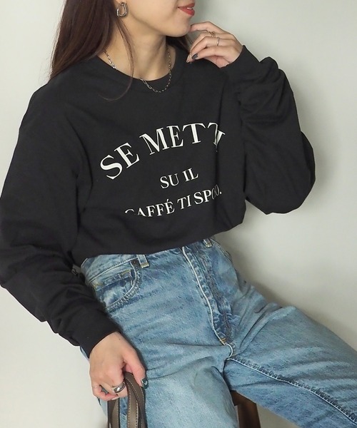 Riberry（リベリー）の「GILDAN SE METTIプリントロンT（Tシャツ/カットソー・レディース・ブラック/ホワイト×ブラック/ホワイト×シルバー・LARGE）」の8枚目の写真