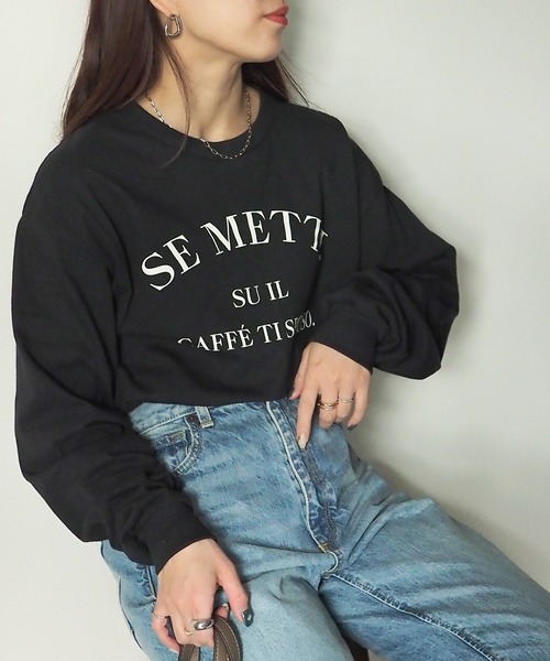 Riberry（リベリー）の「GILDAN SE METTIプリントロンT（Tシャツ/カットソー・レディース・ブラック/ホワイト×ブラック/ホワイト×シルバー・LARGE）」の9枚目の写真