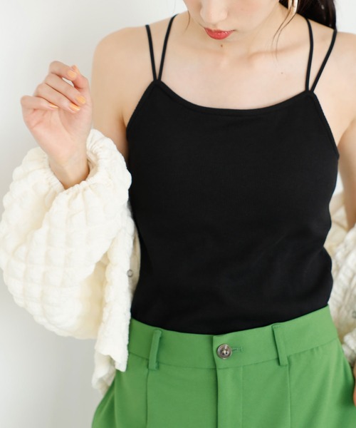 GeeRA（ジーラ）の「カップ付バッククロスキャミソール（キャミソール・レディース・ブラウン/ブラック/ブルー/オフホワイト・SMALL/MEDIUM/LARGE/X-LARGE）」の3枚目の写真