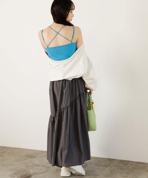 GeeRA（ジーラ）の「カップ付バッククロスキャミソール（キャミソール・レディース・ブラウン/ブラック/ブルー/オフホワイト・SMALL/MEDIUM/LARGE/X-LARGE）」の15枚目の写真