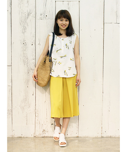 CIAOPANIC（チャオパニック）の「【Ciaopanic】　T/Rミモレ丈ガウチョパンツ（その他パンツ・レディース・ホワイト/ライトグレー/ネイビー/マスタード/カーキ/ベージュ・FREE）」の18枚目の写真