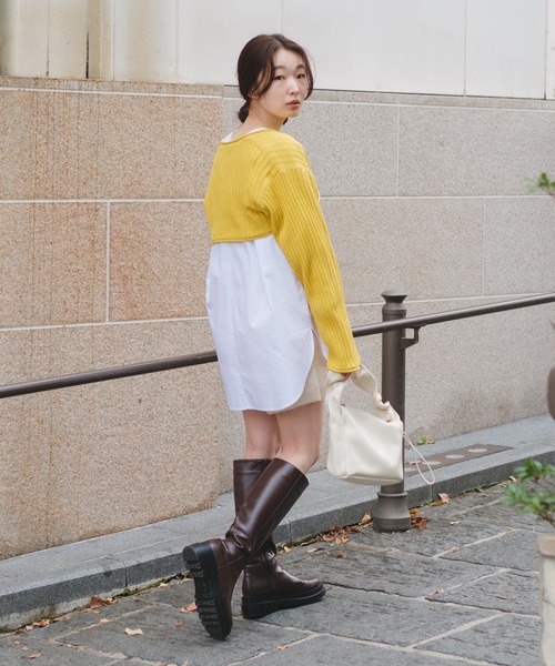 Kastane（カスタネ）の「【2023SSアイテム/SET ITEM】クロップドニット×ギャザーブラウスSET（シャツ/ブラウス・レディース・イエロー/ブラック/アイボリー/ブルー・FREE）」の14枚目の写真