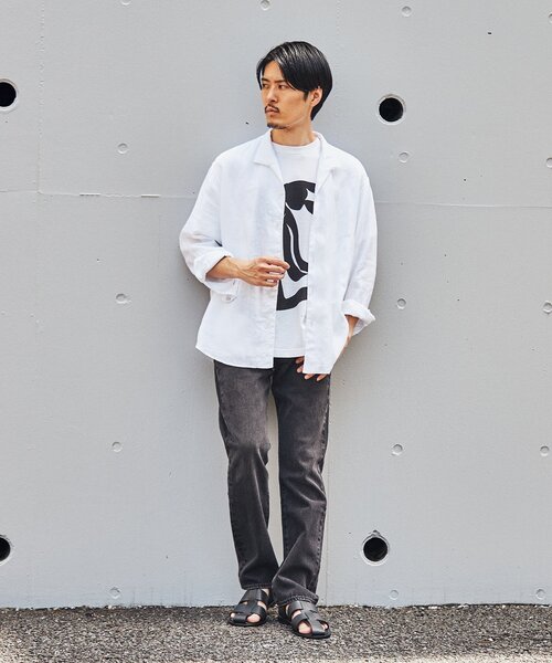 EDIFICE(エディフィス)の「【ALBINI / アルビニ】スタンディング リネン シャツ(シャツ/ブラウス・メンズ・ブラック/オレンジ系その他/ホワイト/ブラウン/ライトグリーン・MEDIUM/SMALL/LARGE)」の7枚目の写真