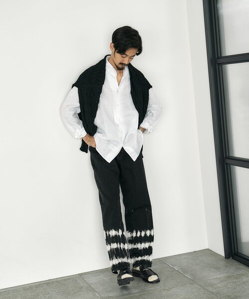 EDIFICE(エディフィス)の「【ALBINI / アルビニ】スタンディング リネン シャツ(シャツ/ブラウス・メンズ・ブラック/オレンジ系その他/ホワイト/ブラウン/ライトグリーン・MEDIUM/SMALL/LARGE)」の14枚目の写真