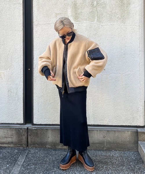 AMAIL（アマイル）の「2face bear coat（ブルゾン・レディース・ブラック/カーキ・FREE）」の18枚目の写真