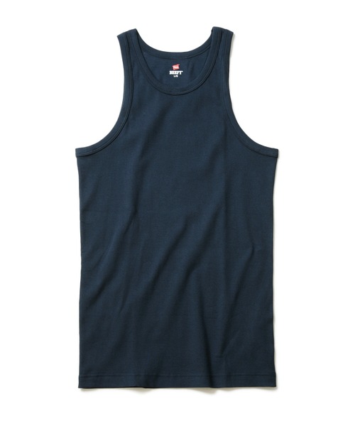HANES(ヘインズ)の「【Hanes/ヘインズ】BEEFY ビーフィー リブタンクトップ 無地 フラットシーマ縫製(タンクトップ・メンズ・杢グレー/ホワイト/ネイビー/ブラック・LARGE/MEDIUM/X-LARGE)」の4枚目の写真