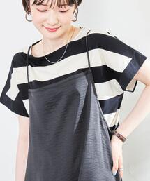 coen | 【WEB限定】ワイドボーダーフレンチスリーブTシャツ(Tシャツ/カットソー)