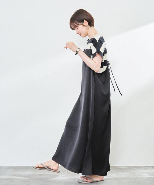 coen（コーエン）の「【WEB限定】ワイドボーダーフレンチスリーブTシャツ（Tシャツ/カットソー・レディース・ブラック/ブラウン/ケリーグリーン/コバルトブルー・M/L）」の6枚目の写真