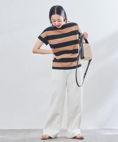 coen（コーエン）の「【WEB限定】ワイドボーダーフレンチスリーブTシャツ（Tシャツ/カットソー・レディース・ブラック/ブラウン/ケリーグリーン/コバルトブルー・M/L）」の14枚目の写真