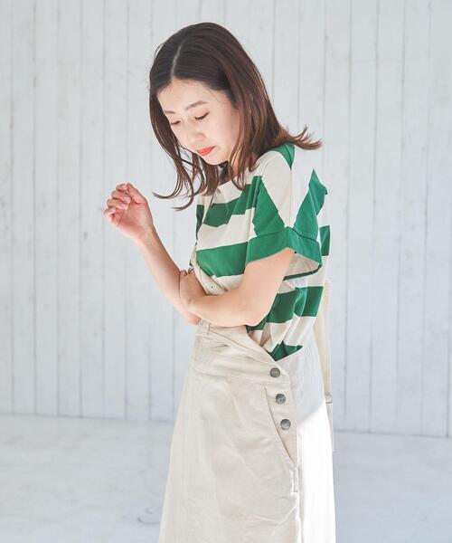 coen（コーエン）の「【WEB限定】ワイドボーダーフレンチスリーブTシャツ（Tシャツ/カットソー・レディース・ブラック/ブラウン/ケリーグリーン/コバルトブルー・M/L）」の16枚目の写真