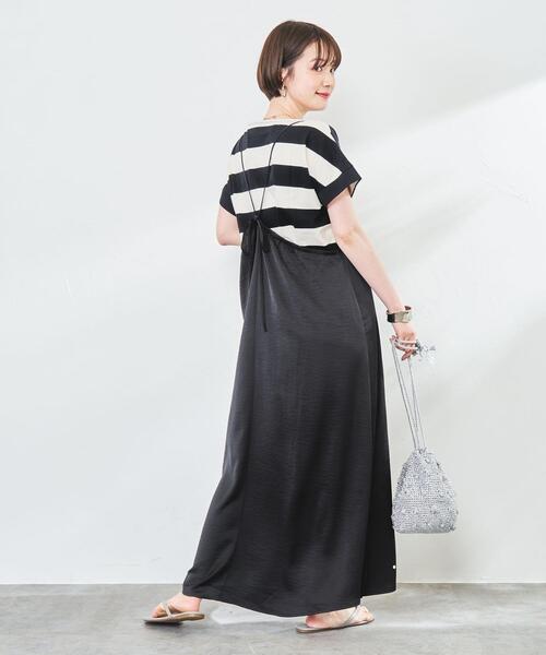 coen（コーエン）の「【WEB限定】ワイドボーダーフレンチスリーブTシャツ（Tシャツ/カットソー・レディース・ブラック/ブラウン/ケリーグリーン/コバルトブルー・M/L）」の19枚目の写真