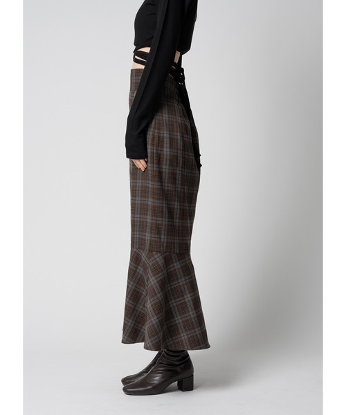 Adoon plain(アドーンプレーン)の「チェックスカート(スカート・レディース・ブラウン系その他/チャコールグレー・MEDIUM/LARGE)」の10枚目の写真