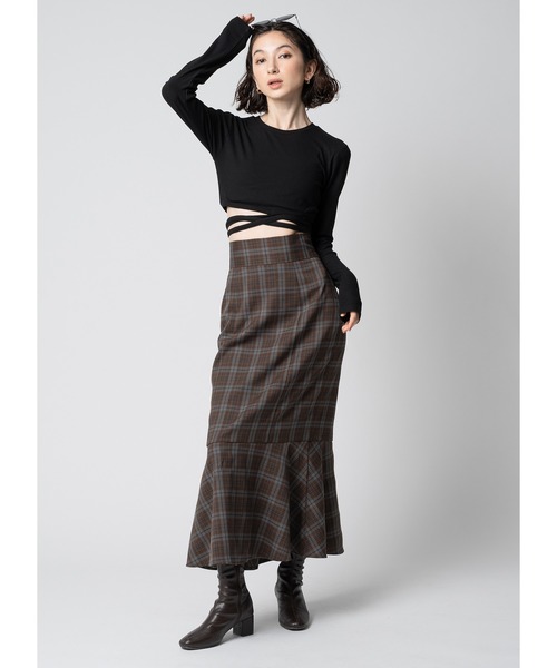 Adoon plain(アドーンプレーン)の「チェックスカート(スカート・レディース・ブラウン系その他/チャコールグレー・MEDIUM/LARGE)」の12枚目の写真