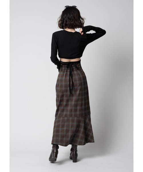 Adoon plain(アドーンプレーン)の「チェックスカート(スカート・レディース・ブラウン系その他/チャコールグレー・MEDIUM/LARGE)」の14枚目の写真