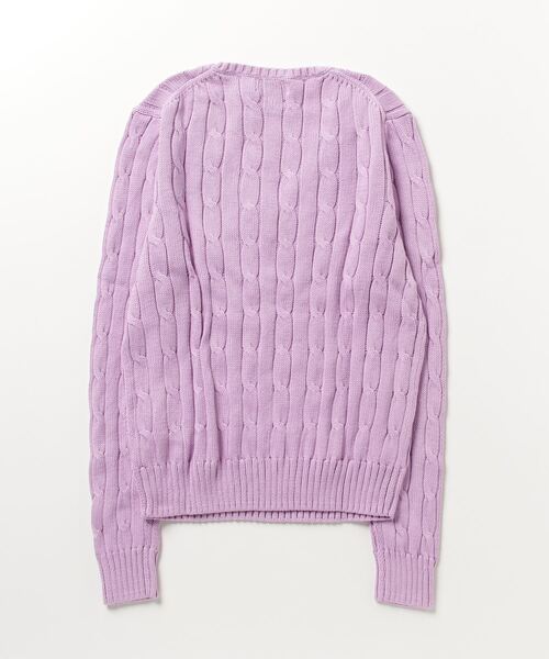 POLO RALPH LAUREN(ポロ ラルフ ローレン)の「ケーブルニット コットン Vネック セーター(ニット/セーター・レディース・パープル・M/XS/S/L)」の6枚目の写真