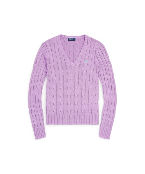 POLO RALPH LAUREN(ポロ ラルフ ローレン)の「ケーブルニット コットン Vネック セーター(ニット/セーター・レディース・パープル・M/XS/S/L)」の7枚目の写真