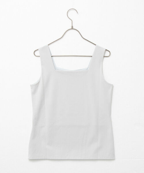 NOLLEY’S（ノーリーズ）の「サテン×ベア天2WAYタンクトップ（タンクトップ・レディース・ホワイト/ブルー系その他7/ライトグレー/ミント/ベージュ・38/36）」の9枚目の写真