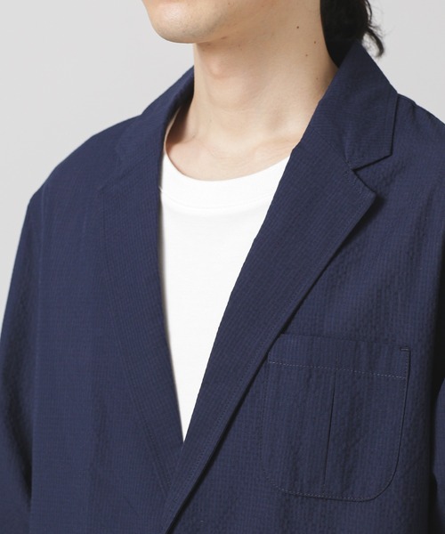 NANO universe（ナノユニバース）の「LB.03/シアサッカー2Bシャツジャケット（テーラードジャケット・メンズ・カーキ/ベージュ/ネイビー・M/S/L）」の12枚目の写真