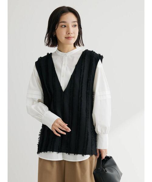 Green Parks(グリーンパークス)の「デザインVネックベスト(ベスト・レディース・ブラック/カーキ/ホワイト系その他2・FREE)」の4枚目の写真