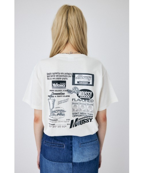 MOUSSY(マウジー)の「COLLAGE 23 Tシャツ(Tシャツ/カットソー・レディース・ブラック/ホワイト系その他2/オレンジ/杢グレー/ホワイト・FREE)」の9枚目の写真