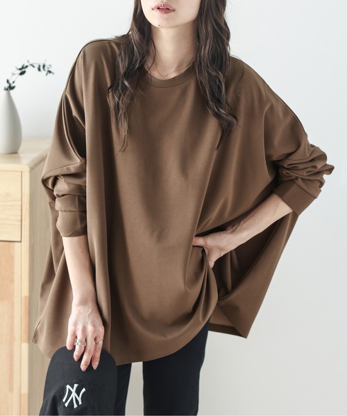 La-gemme(ラジェム)の「ルーズトップス(Tシャツ/カットソー・レディース・ホワイト/ブラック/パープル/ブラウン/ブルー・フリー)」の3枚目の写真