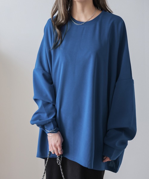 La-gemme(ラジェム)の「ルーズトップス(Tシャツ/カットソー・レディース・ホワイト/ブラック/パープル/ブラウン/ブルー・フリー)」の4枚目の写真
