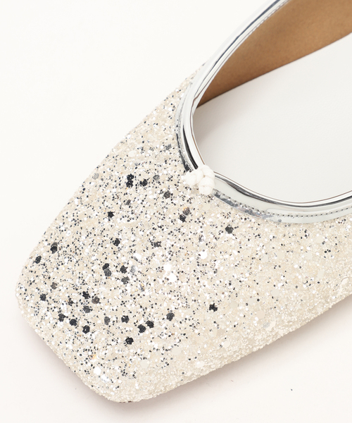 Le Talon GRISE（ル タロン グリーズ） フラットシューズ 24.5 GRISEスクエアグリッターフラット（フラットシューズ）｜LE